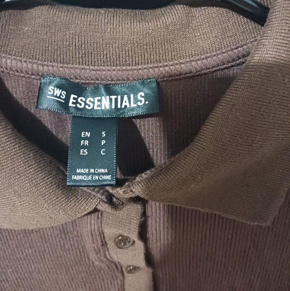 SWS Essentials Women knitted brown collared buttoned crop top - Picture 8 of 8